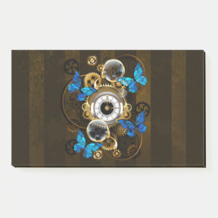 Steampunkgeere und blaue Schmetterlinge Post-it Klebezettel