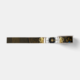 Steampunkgeere und blaue Schmetterlinge Ripsband