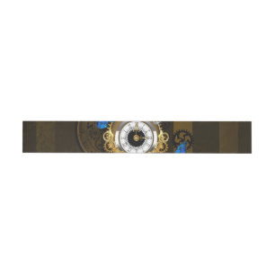 Steampunkgeere und blaue Schmetterlinge Rundum-Adressaufkleber