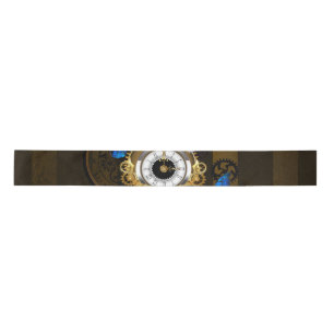 Steampunkgeere und blaue Schmetterlinge Satinband
