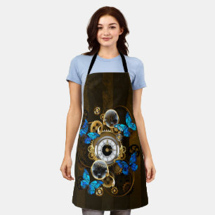 Steampunkgeere und blaue Schmetterlinge Schürze