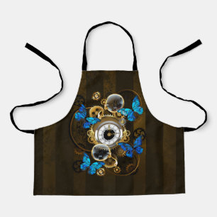 Steampunkgeere und blaue Schmetterlinge Schürze