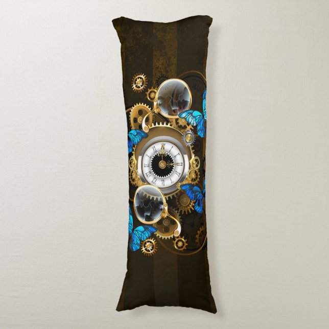 Steampunkgeere und blaue Schmetterlinge Seitenschläferkissen (Vorderseite Vertikal)