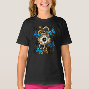 Steampunkgeere und blaue Schmetterlinge T-Shirt