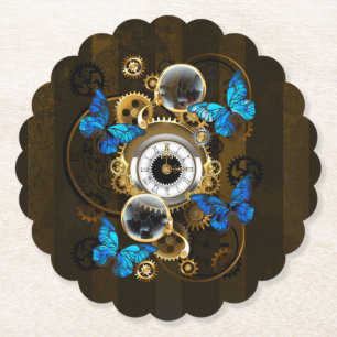 Steampunkgeere und blaue Schmetterlinge Untersetzer