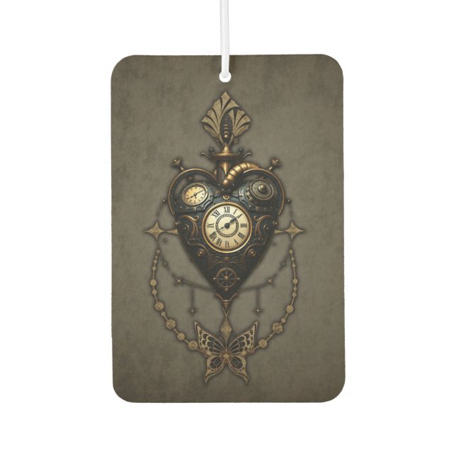 Steampunkherz Autolufterfrischer (Vorderseite)