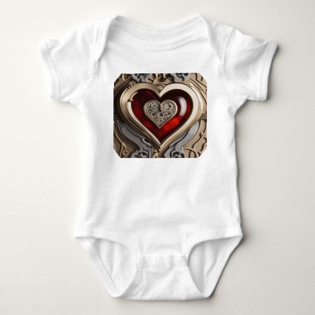 Steampunkherz - Mechanische Liebe Baby Strampler (Vorderseite)