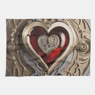 Steampunkherz - Mechanische Liebe Geschirrtuch
