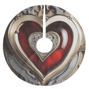Steampunkherz - Mechanische Liebe Polyester Weihnachtsbaumdecke