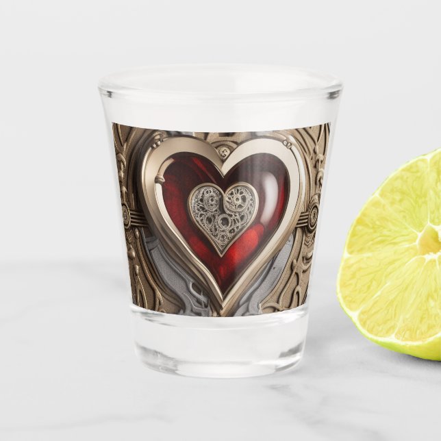 Steampunkherz - Mechanische Liebe Schnapsglas (Vorderseite)