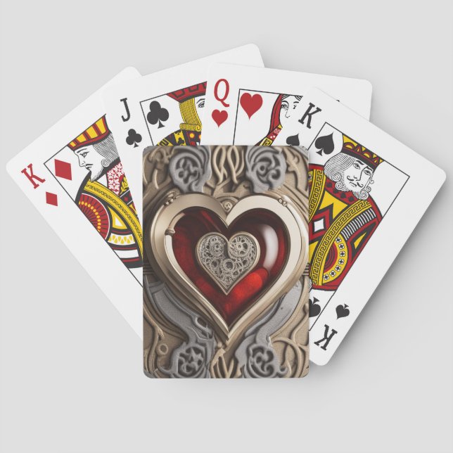 Steampunkherz - Mechanische Liebe Spielkarten (Rückseite)