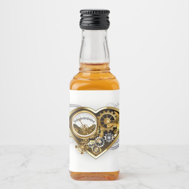 Steampunkherz mit Manometer Alkoholflaschenetikett (Vorderseite)