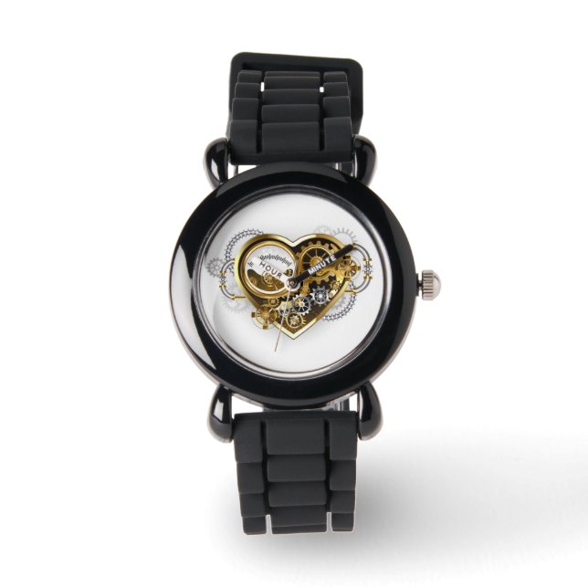 Steampunkherz mit Manometer Armbanduhr (Vorderseite)