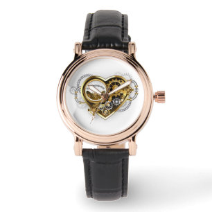 Steampunkherz mit Manometer Armbanduhr