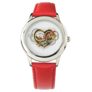 Steampunkherz mit Manometer Armbanduhr