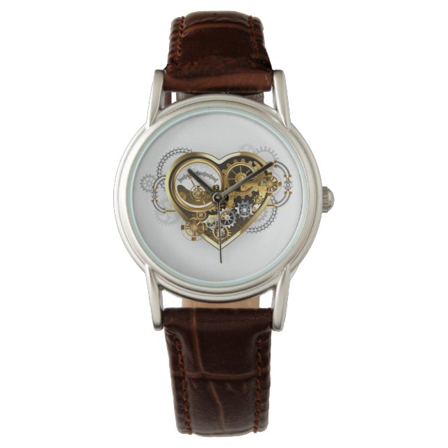 Steampunkherz mit Manometer Armbanduhr (Vorderseite)