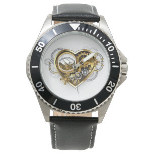 Steampunkherz mit Manometer Armbanduhr