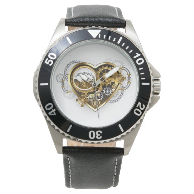 Steampunkherz mit Manometer Armbanduhr (Vorderseite)