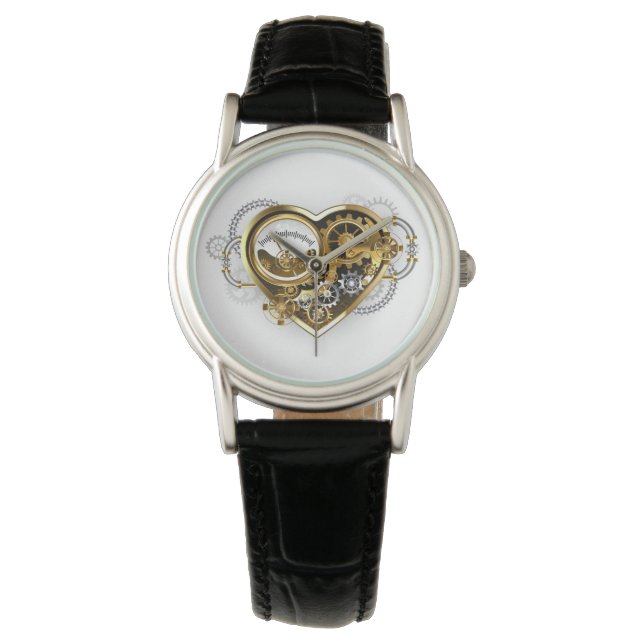 Steampunkherz mit Manometer Armbanduhr (Vorderseite)