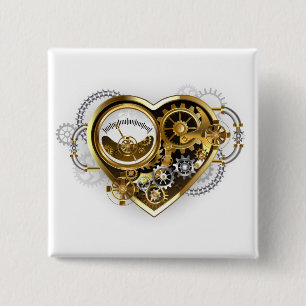 Steampunkherz mit Manometer Button