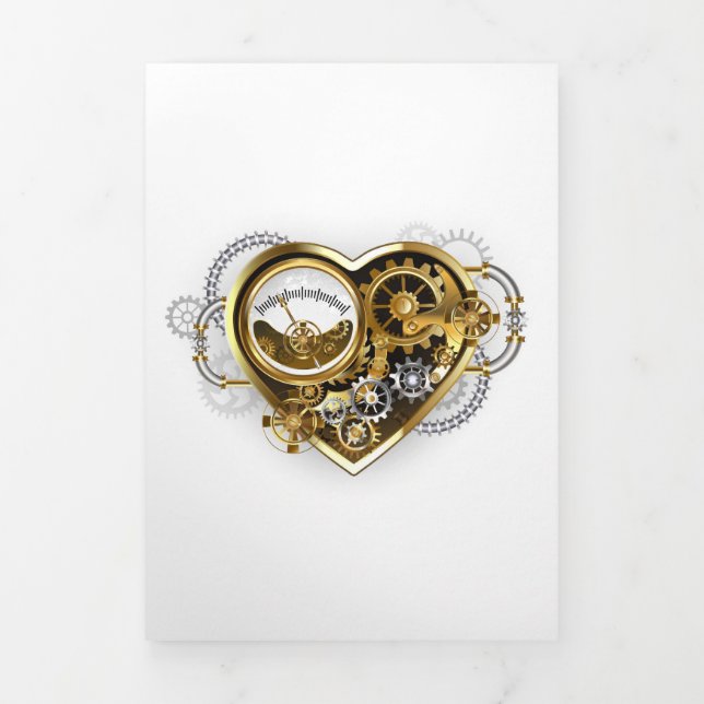 Steampunkherz mit Manometer Dreifach Gefaltete Karte (Cover)