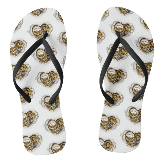 Steampunkherz mit Manometer Flip Flops (Fußbett)