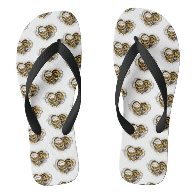 Steampunkherz mit Manometer Flip Flops (Fußbett)
