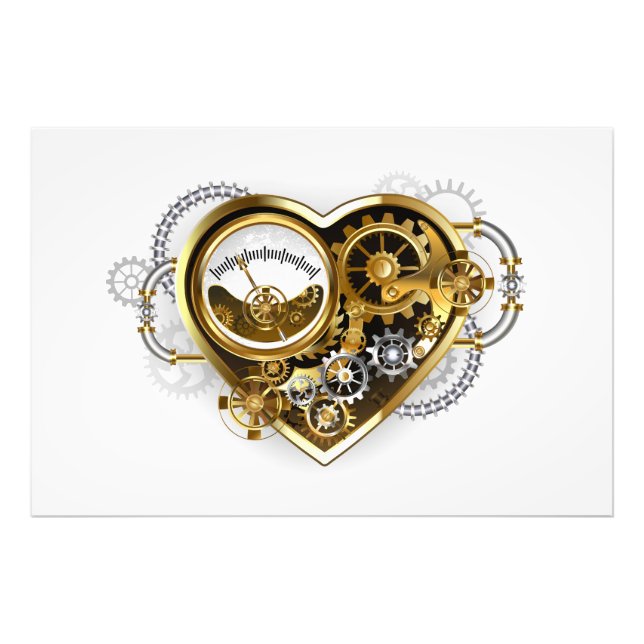 Steampunkherz mit Manometer Fotodruck (Vorne)