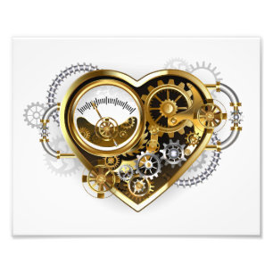 Steampunkherz mit Manometer Fotodruck