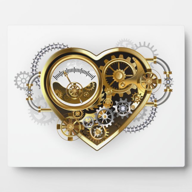 Steampunkherz mit Manometer Fotoplatte (Vorderseite)