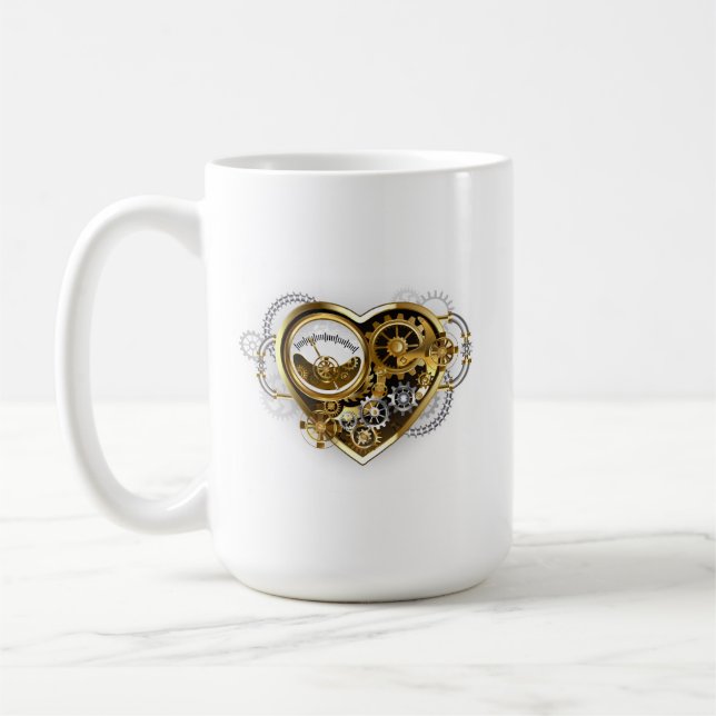 Steampunkherz mit Manometer Kaffeetasse (Links)