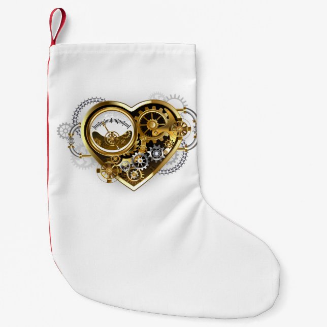 Steampunkherz mit Manometer Kleiner Weihnachtsstrumpf (Vorderseite)