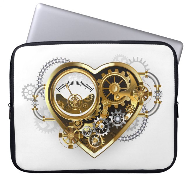 Steampunkherz mit Manometer Laptopschutzhülle (Vorderseite)