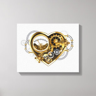 Steampunkherz mit Manometer Leinwanddruck