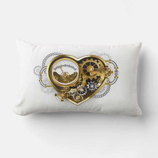 Steampunkherz mit Manometer Lendenkissen (Vorderseite)