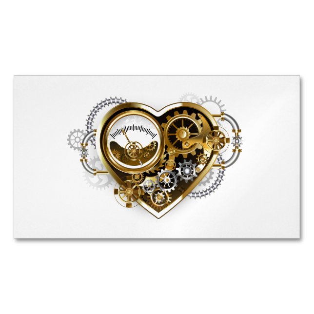 Steampunkherz mit Manometer Magnetische Visitenkarte (Vorderseite)