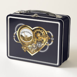 Steampunkherz mit Manometer Metall Brotdose