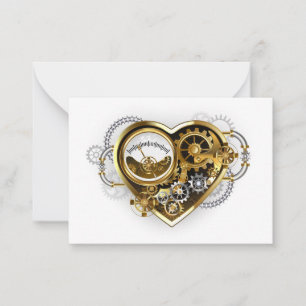 Steampunkherz mit Manometer Mitteilungskarte