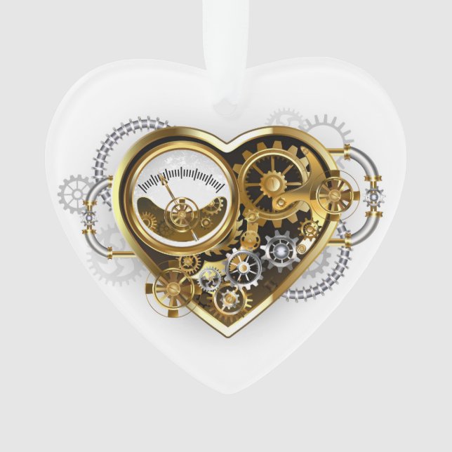Steampunkherz mit Manometer Ornament (Vorderseite)