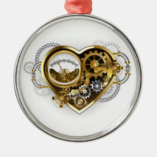 Steampunkherz mit Manometer Ornament Aus Metall