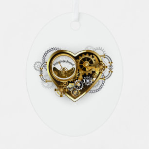 Steampunkherz mit Manometer Ornament Aus Metall