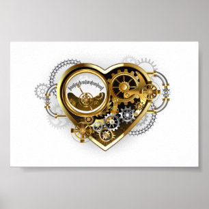 Steampunkherz mit Manometer Poster