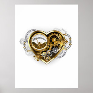 Steampunkherz mit Manometer Poster