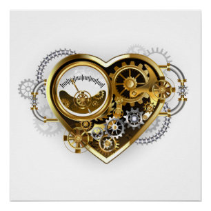 Steampunkherz mit Manometer Poster