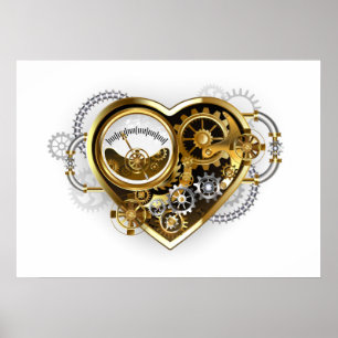 Steampunkherz mit Manometer Poster