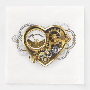Steampunkherz mit Manometer Serviette