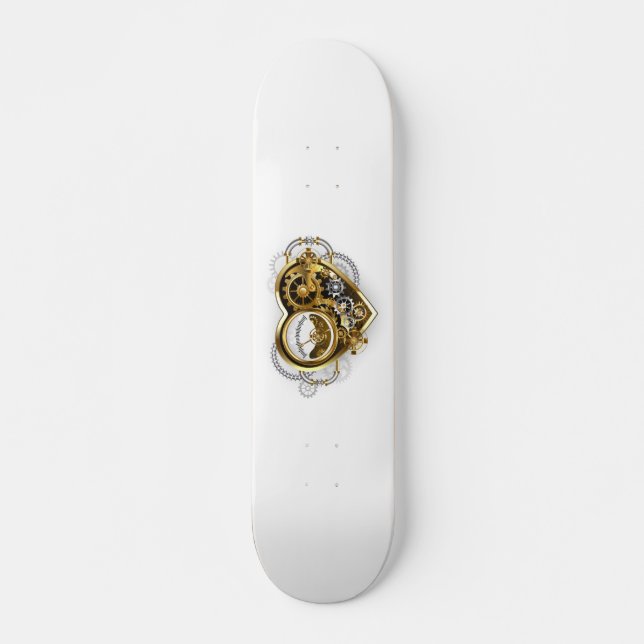 Steampunkherz mit Manometer Skateboard (Vorne)