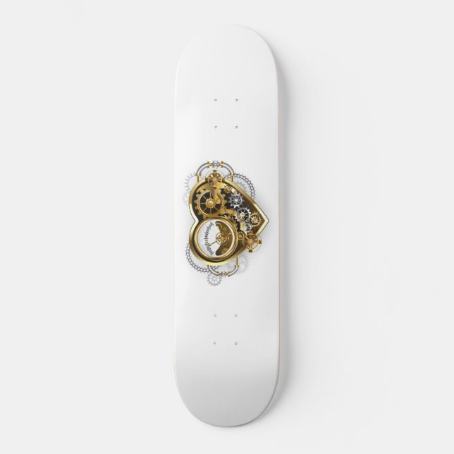 Steampunkherz mit Manometer Skateboard (Vorderseite)