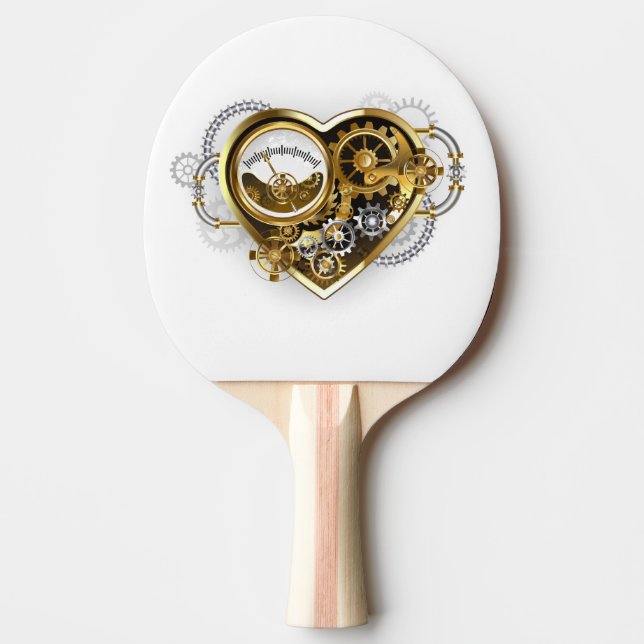 Steampunkherz mit Manometer Tischtennis Schläger (Vorderseite)