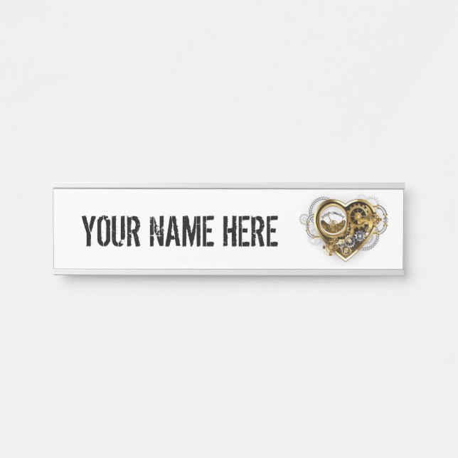 Steampunkherz mit Manometer Türschild (Vorderseite )